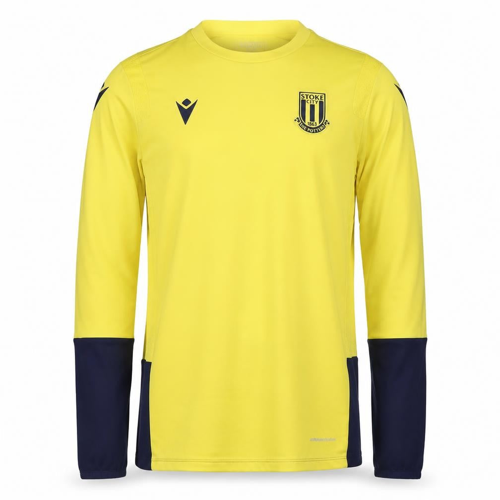 Macron Boys XL Yellow Navy Stoke City Long Sleeve Football Jersey