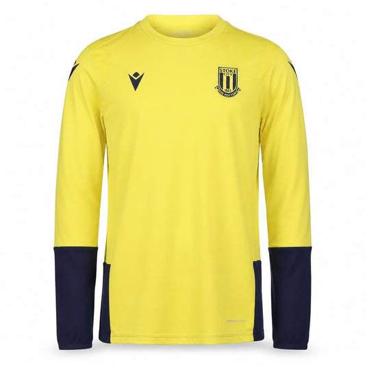 Macron Boys XL Yellow Navy Stoke City Long Sleeve Football Jersey