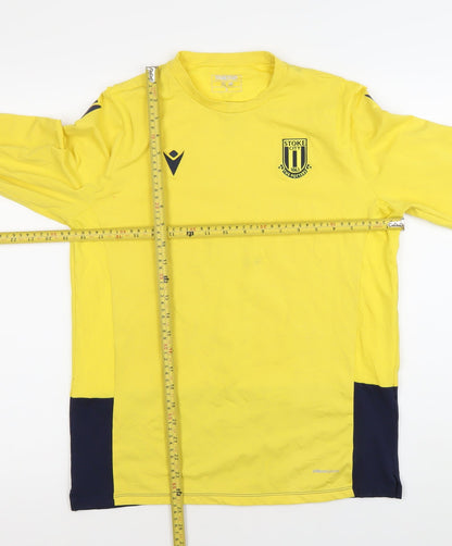 Macron Boys XL Yellow Navy Stoke City Long Sleeve Football Jersey