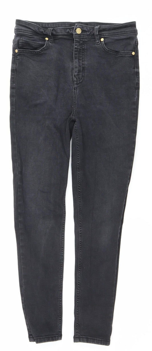 F&F Women’s Black Skinny Jeans Size 12 Slim Fit Dark Wash Stretch