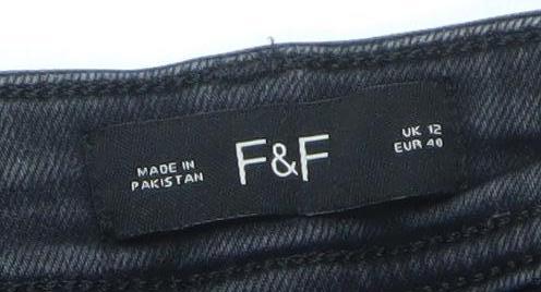 F&F Women’s Black Skinny Jeans Size 12 Slim Fit Dark Wash Stretch