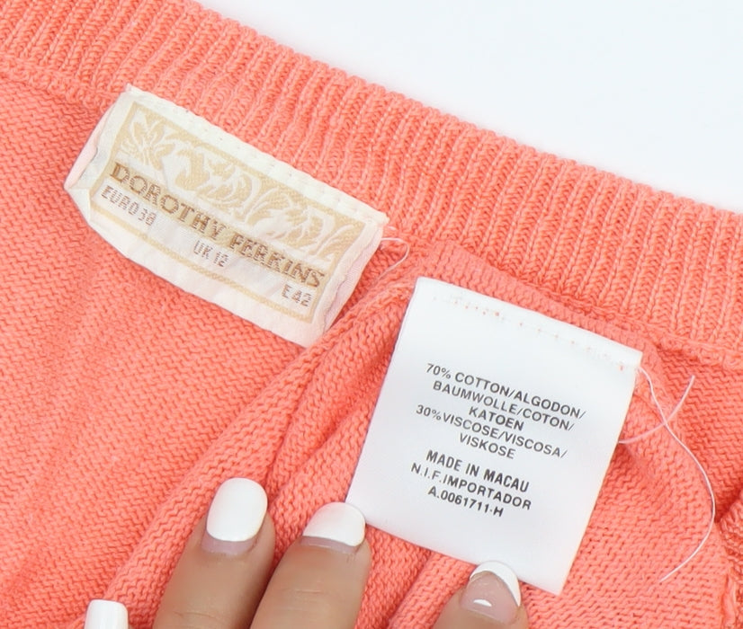 Womens UK Size 12 Dorothy Perkins Orange Basic T-Shirt