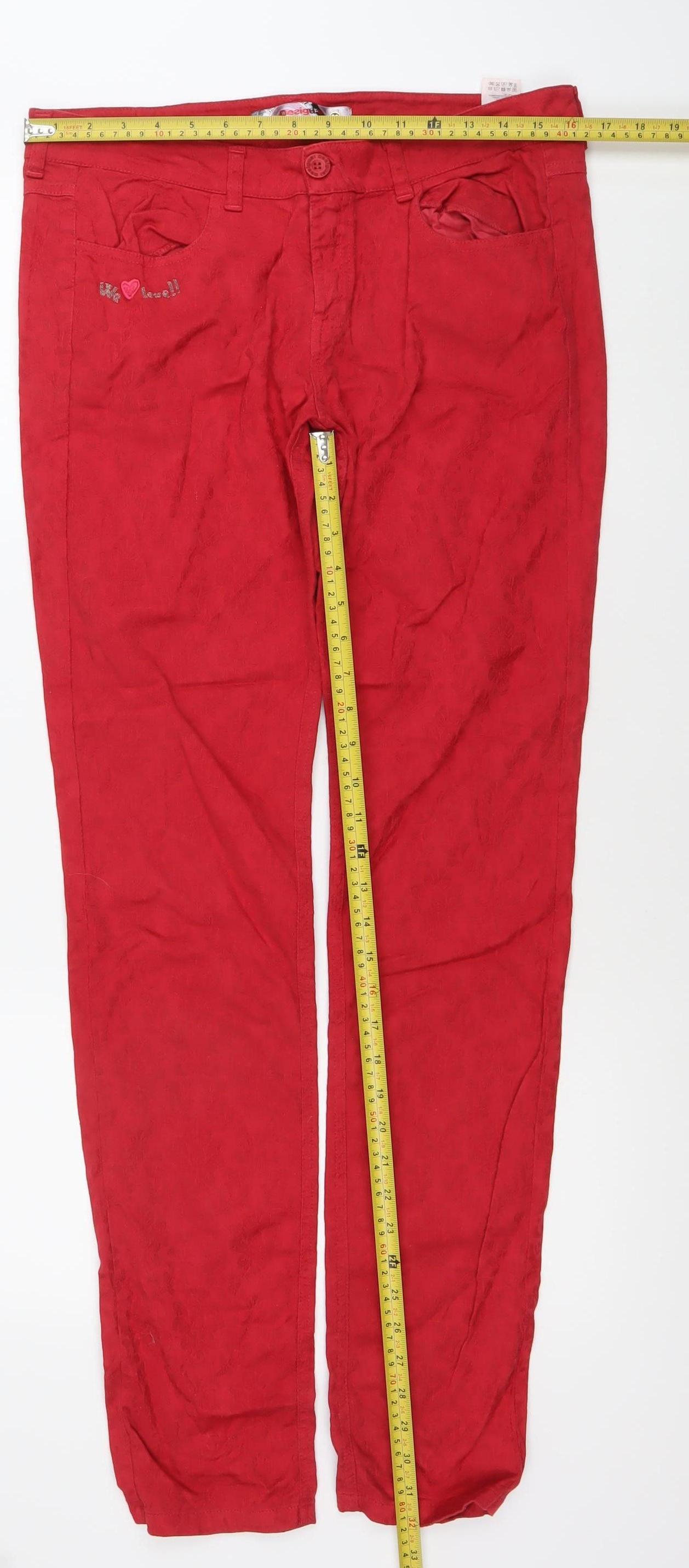Desigual Women’s Red Slim Fit Straight Jeans Size 4 Cotton Blend