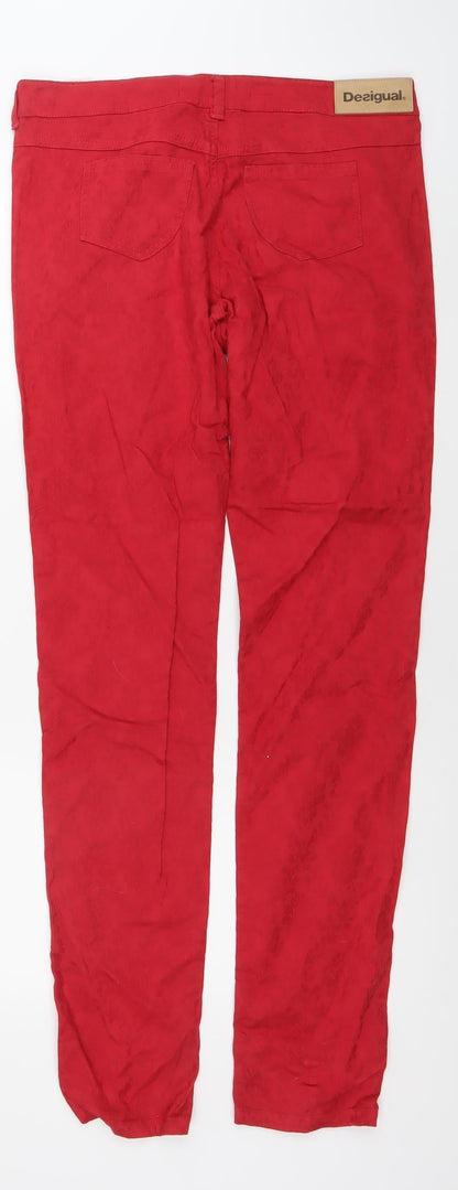 Desigual Women’s Red Slim Fit Straight Jeans Size 4 Cotton Blend
