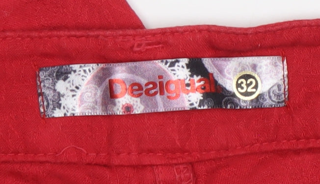 Desigual Women’s Red Slim Fit Straight Jeans Size 4 Cotton Blend