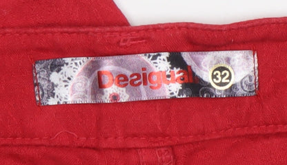 Desigual Women’s Red Slim Fit Straight Jeans Size 4 Cotton Blend
