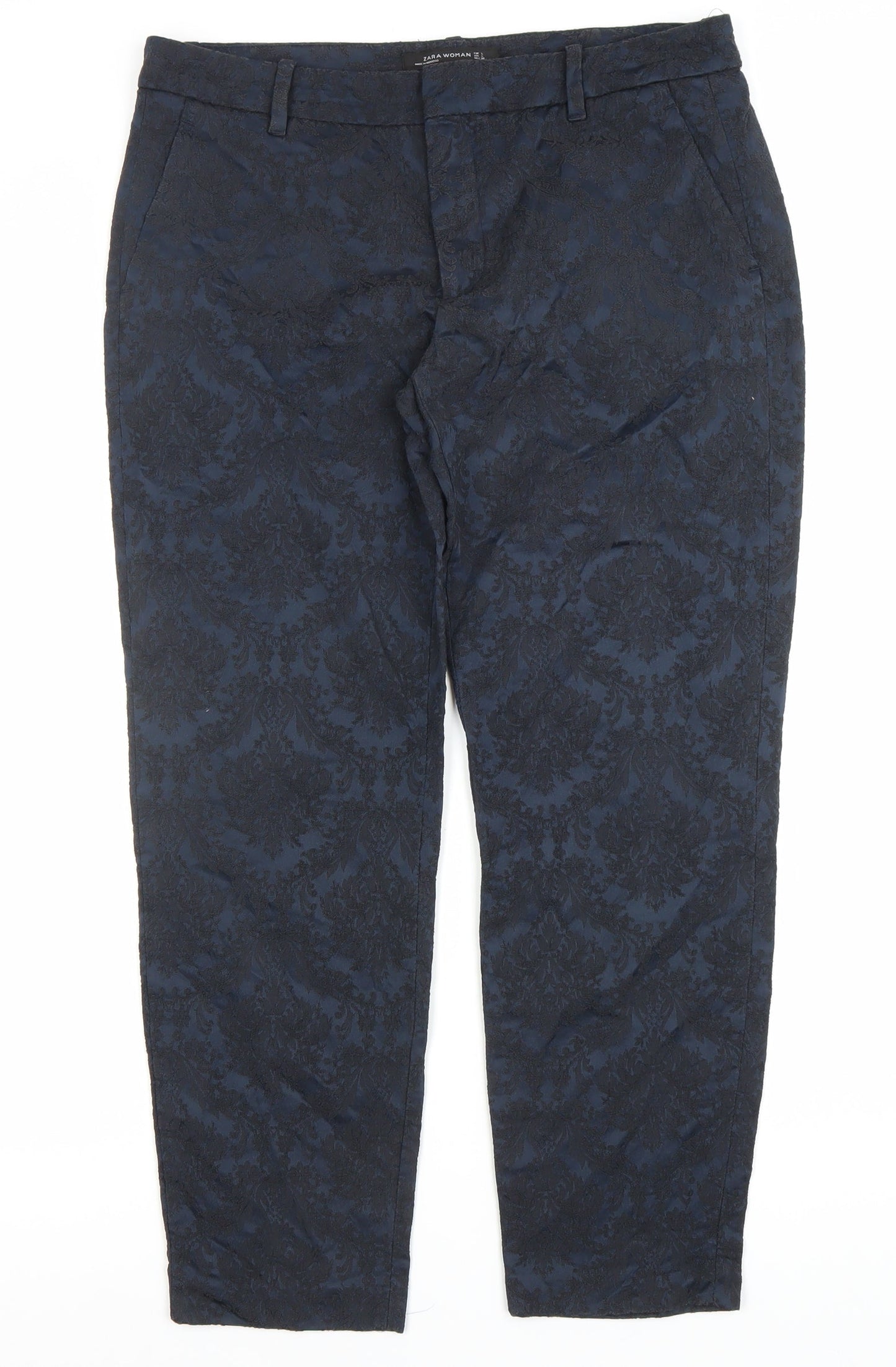 Womens UK Size L Zara Slim Fit Chino Blue Trousers