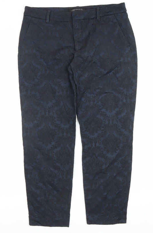 Womens UK Size L Zara Slim Fit Chino Blue Trousers