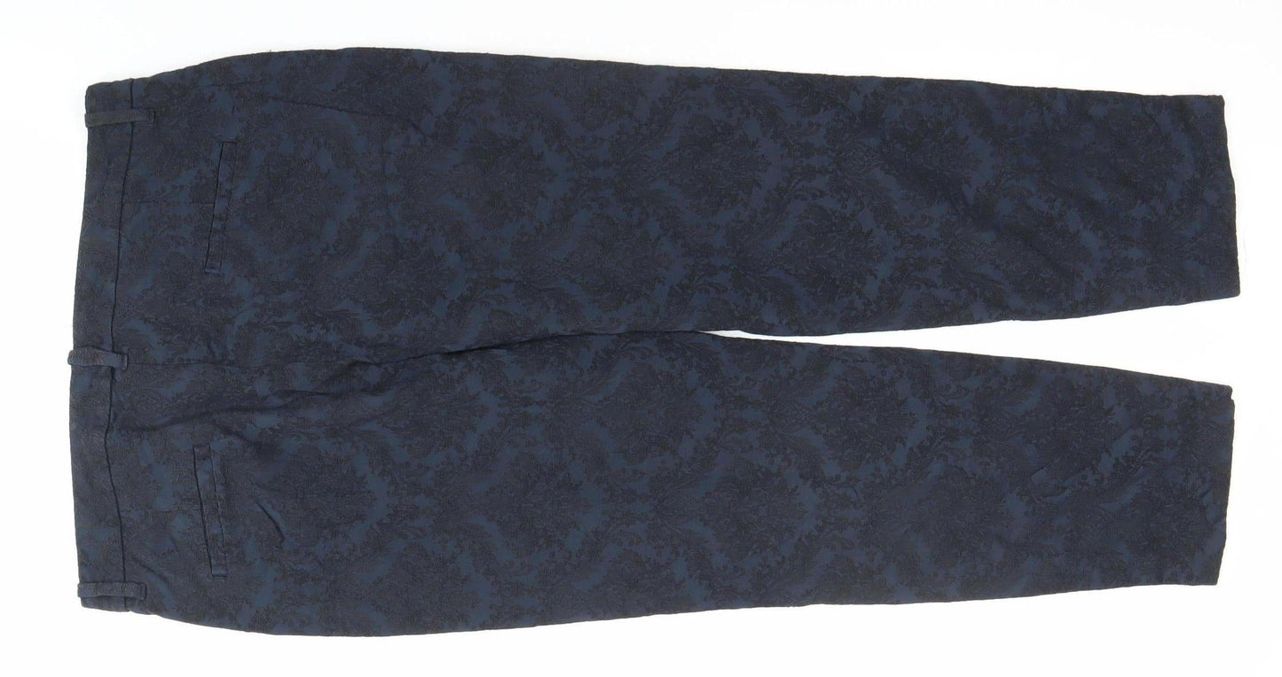 Womens UK Size L Zara Slim Fit Chino Blue Trousers