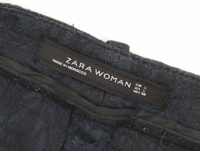 Womens UK Size L Zara Slim Fit Chino Blue Trousers