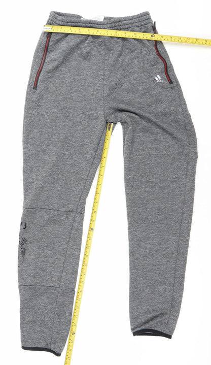 Adidas Boys Grey 13-14Y Tapered Joggers Quick Dry Zip Pockets