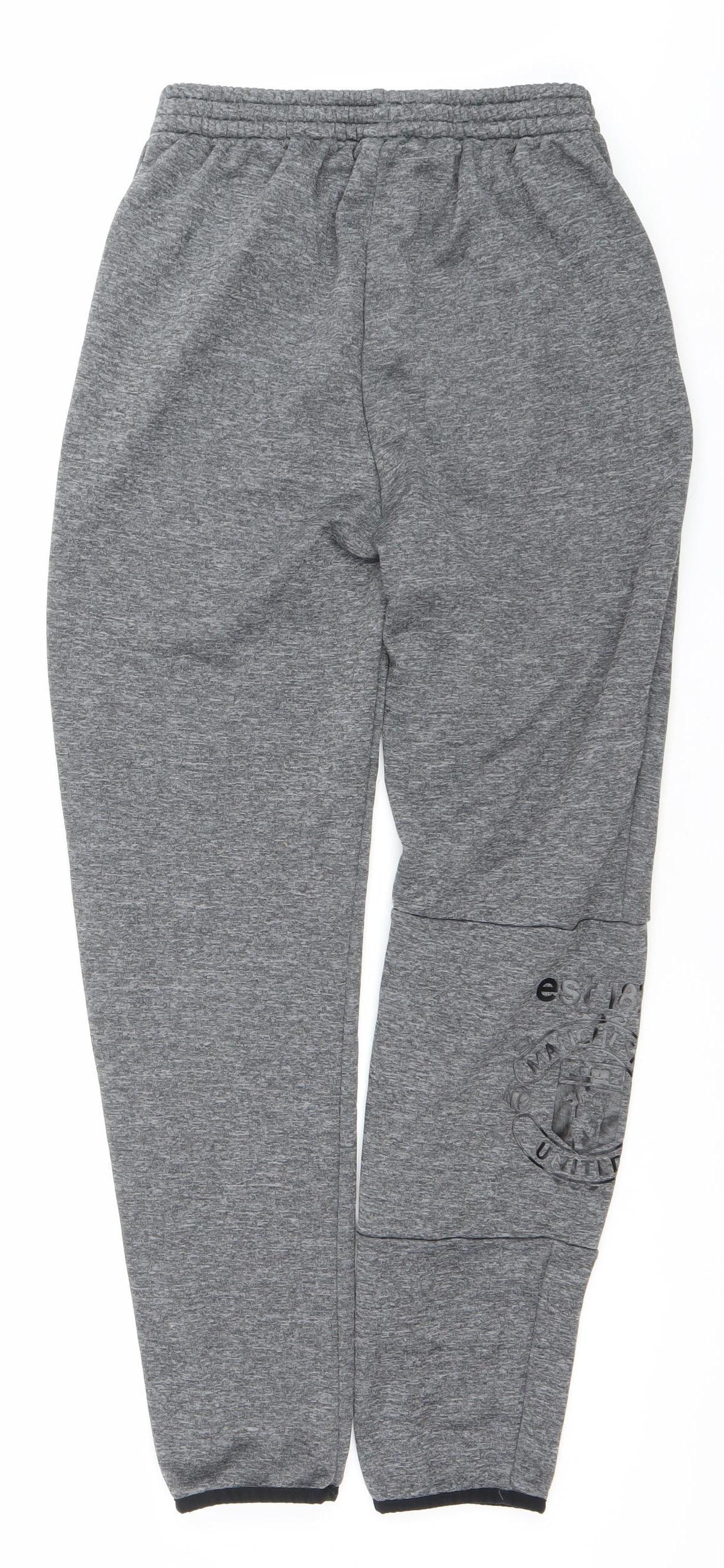Adidas Boys Grey 13-14Y Tapered Joggers Quick Dry Zip Pockets