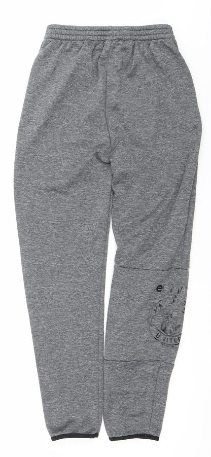 Adidas Boys Grey 13-14Y Tapered Joggers Quick Dry Zip Pockets