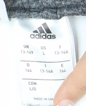 Adidas Boys Grey 13-14Y Tapered Joggers Quick Dry Zip Pockets