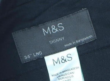 Marks and Spencer Men's Black 34L Skinny Dress Pants