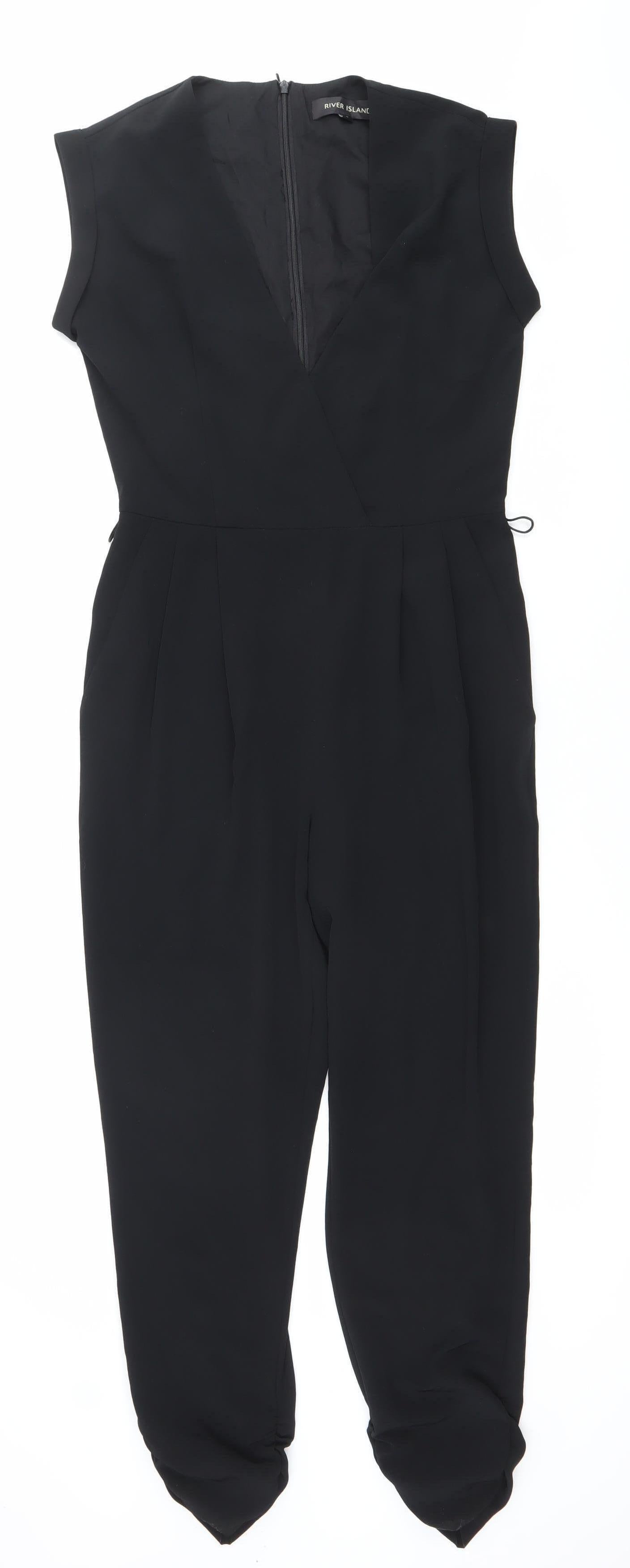 River Island Women’s Black Sleeveless Jumpsuit Size 8 Party Straight Leg