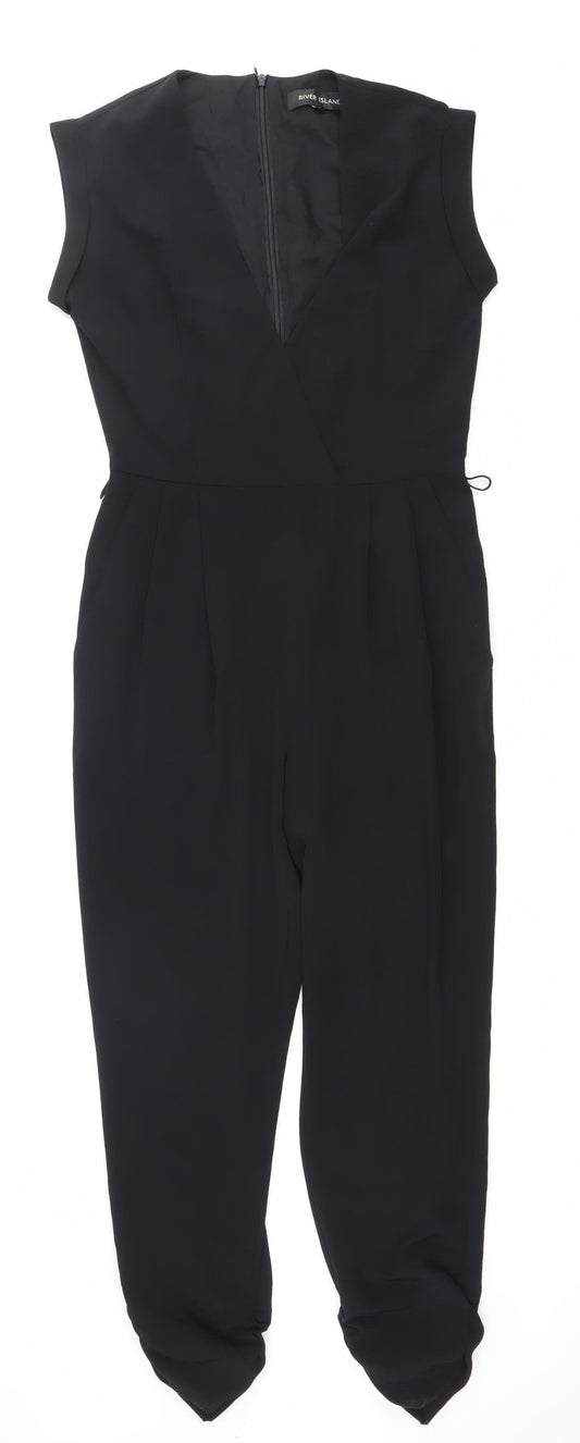River Island Women’s Black Sleeveless Jumpsuit Size 8 Party Straight Leg