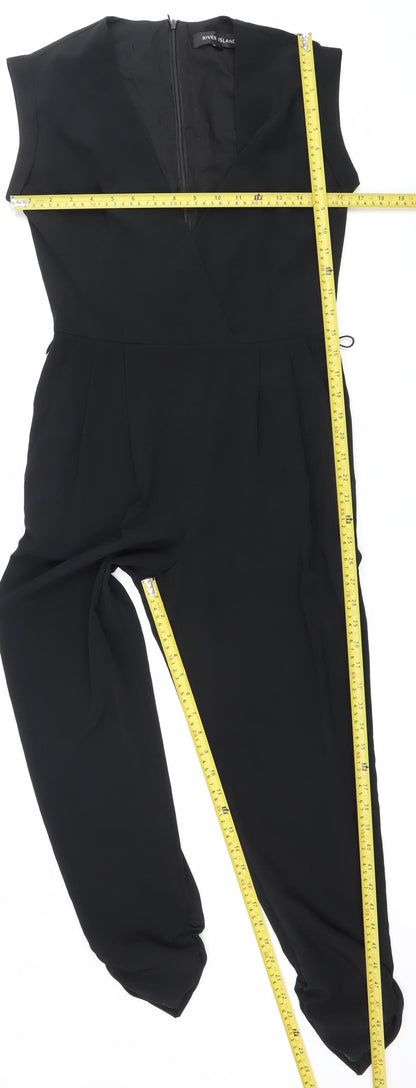 River Island Women’s Black Sleeveless Jumpsuit Size 8 Party Straight Leg