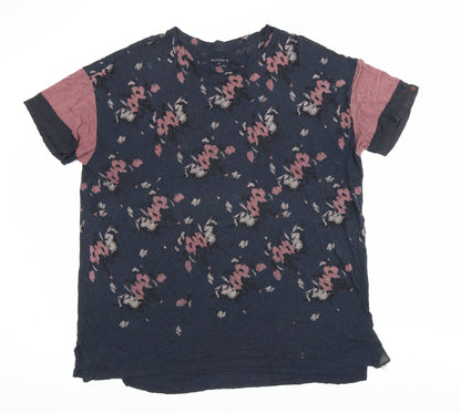 AllSaints Women's Multicoloured Floral T-Shirt L Viscose Wool