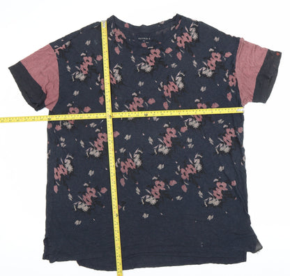 AllSaints Women's Multicoloured Floral T-Shirt L Viscose Wool