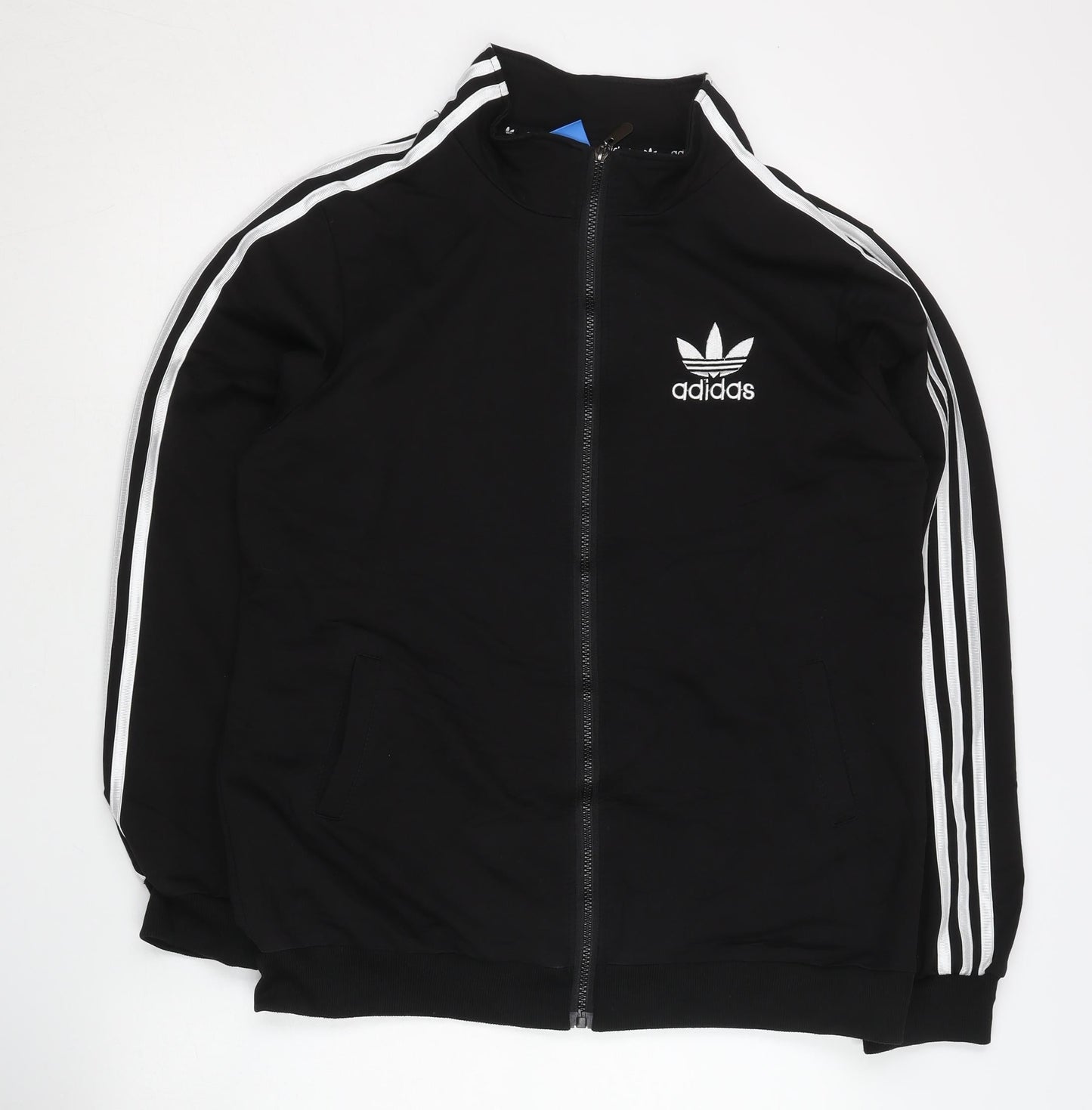 Adidas Men's Black M Track Jacket 100% Cotton Full Zip Long Sleeve