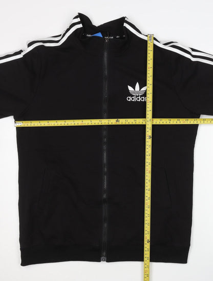 Adidas Men's Black M Track Jacket 100% Cotton Full Zip Long Sleeve