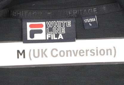 Fila White Line Men's Black M Track Jacket Gold White Stripe Full Zip