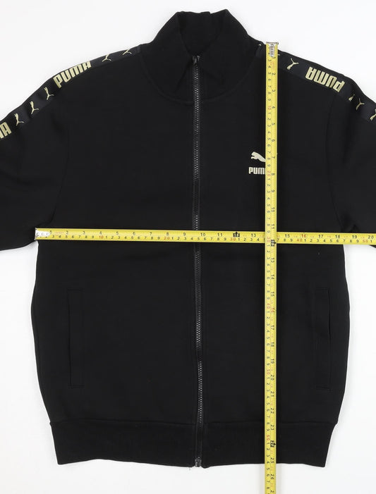 Puma Mens Black XS Track Jacket Full Zip Gold Logo Sportswear
