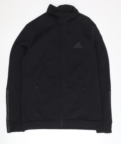 Adidas Men's Black L Track Jacket Full Zip Breathable Pockets