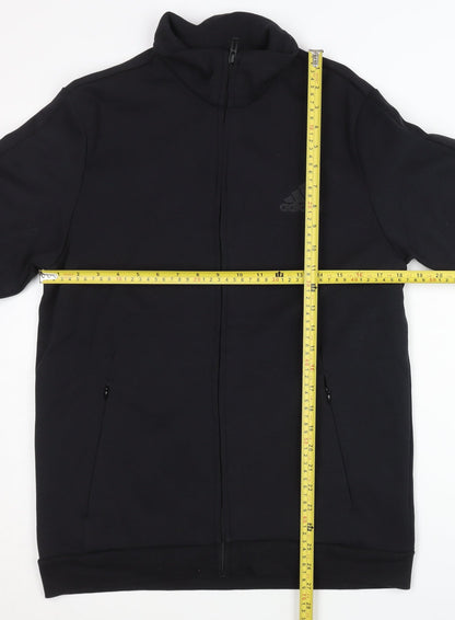 Adidas Men's Black L Track Jacket Full Zip Breathable Pockets