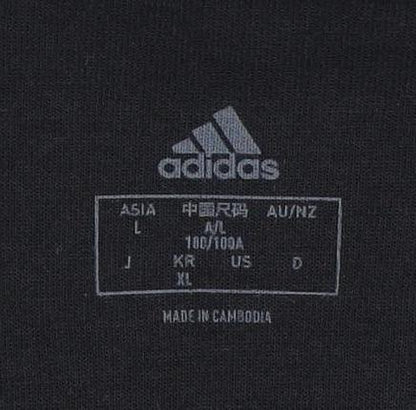 Adidas Men's Black L Track Jacket Full Zip Breathable Pockets