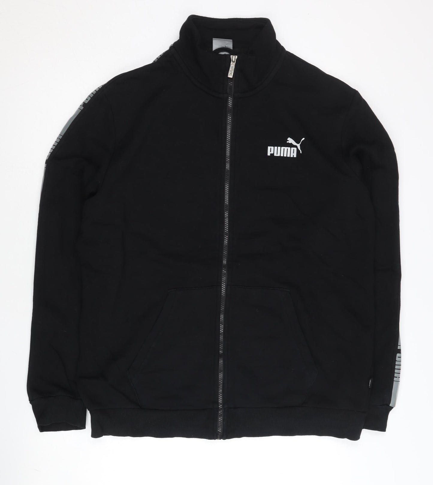 Puma Men’s Black Track Jacket L Full Zip Sportswear Cotton Blend