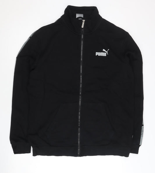 Puma Men’s Black Track Jacket L Full Zip Sportswear Cotton Blend