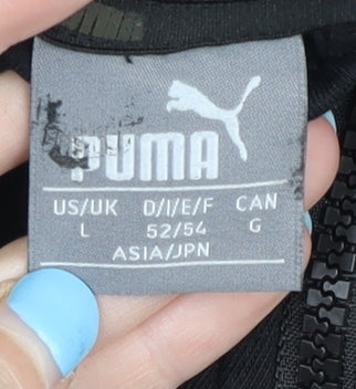 Puma Men’s Black Track Jacket L Full Zip Sportswear Cotton Blend