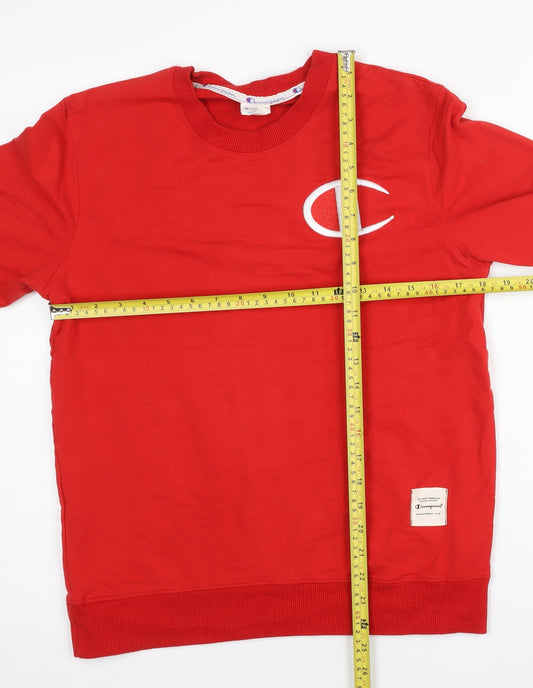 Champion Women’s Red Cotton Pullover Sweatshirt L Logo Sportswear