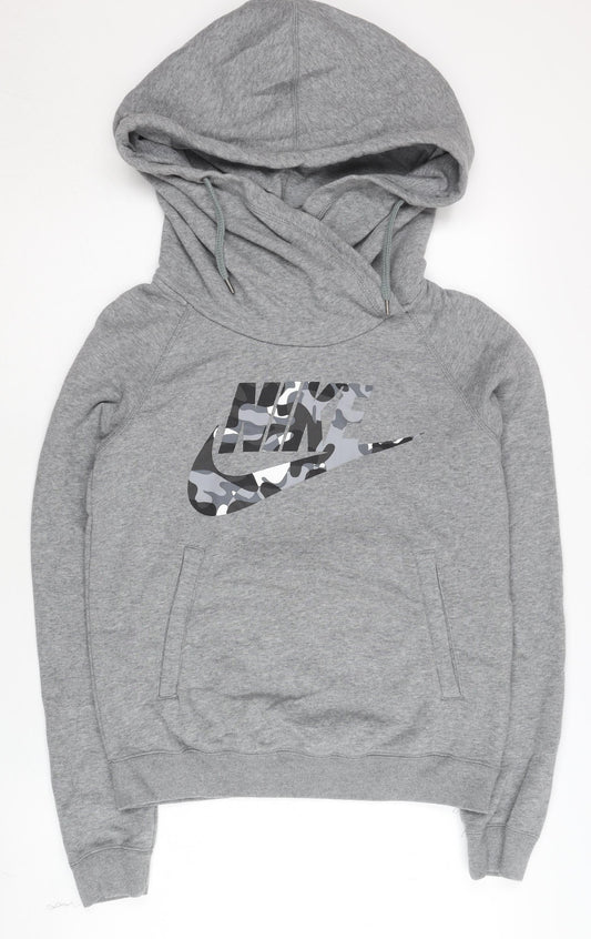 Nike Women's Grey M Pullover Hoodie Raglan Sleeve Sportswear