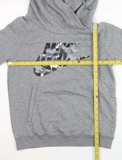 Nike Women's Grey M Pullover Hoodie Raglan Sleeve Sportswear
