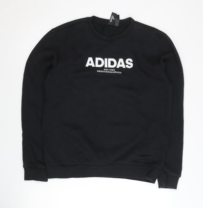Adidas Men's Black M Pullover Sweatshirt Crew Neck Logo Sportswear