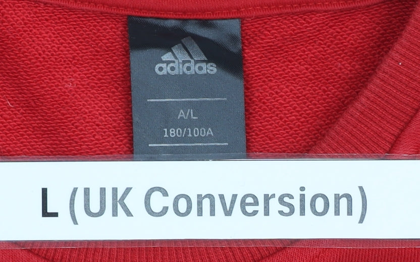 Mens UK Size L adidas Red Pullover Sweatshirt