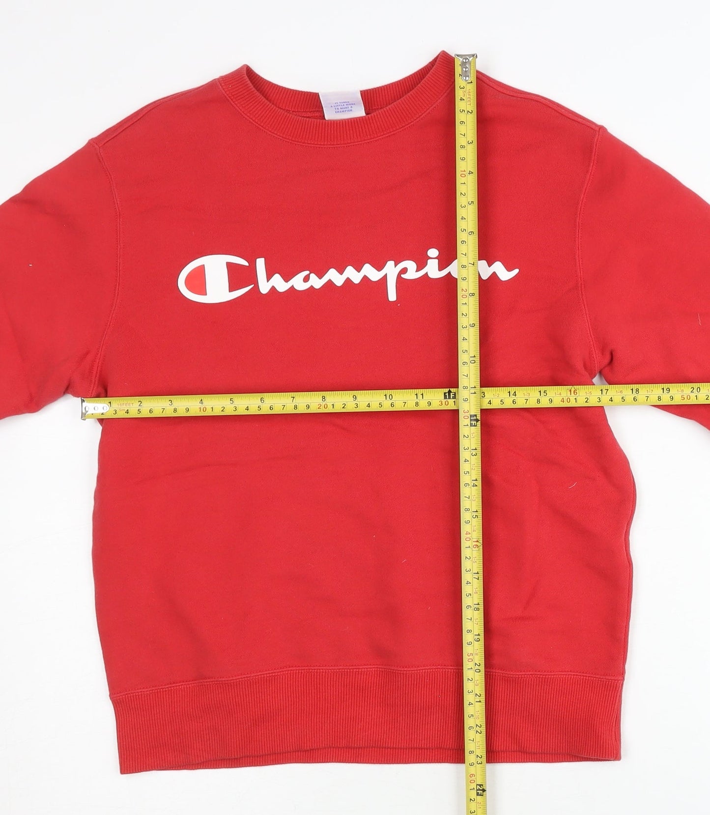 Champion Women's Red Small Pullover Sweatshirt Logo Print Cotton