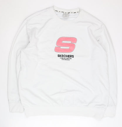 Mens UK Size L Skechers White Pullover Sweatshirt