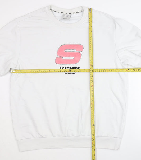 Mens UK Size L Skechers White Pullover Sweatshirt