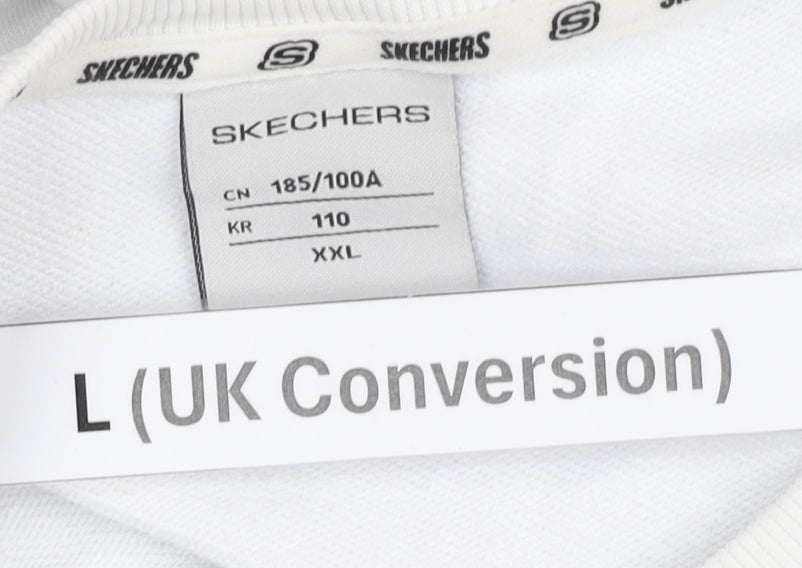 Mens UK Size L Skechers White Pullover Sweatshirt