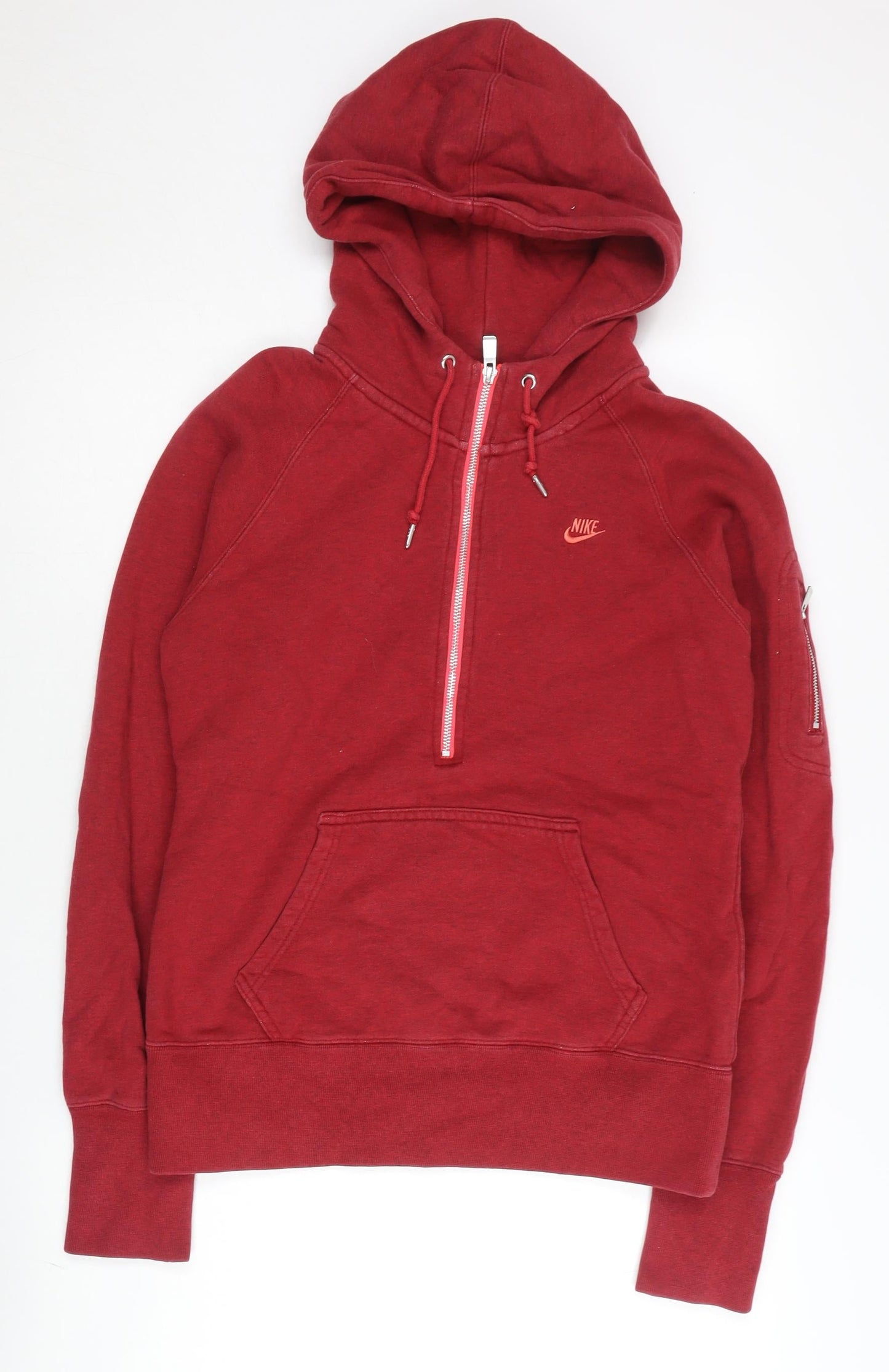 Nike Women's Red XL Pullover Hoodie 1/2 Zip Cotton Sportswear