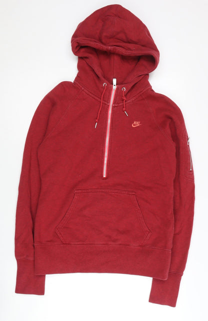 Nike Women's Red XL Pullover Hoodie 1/2 Zip Cotton Sportswear