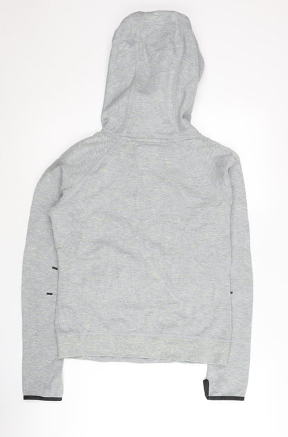 Nike Women’s Grey Pullover Hoodie M Hooded Zip Pockets Sportswear