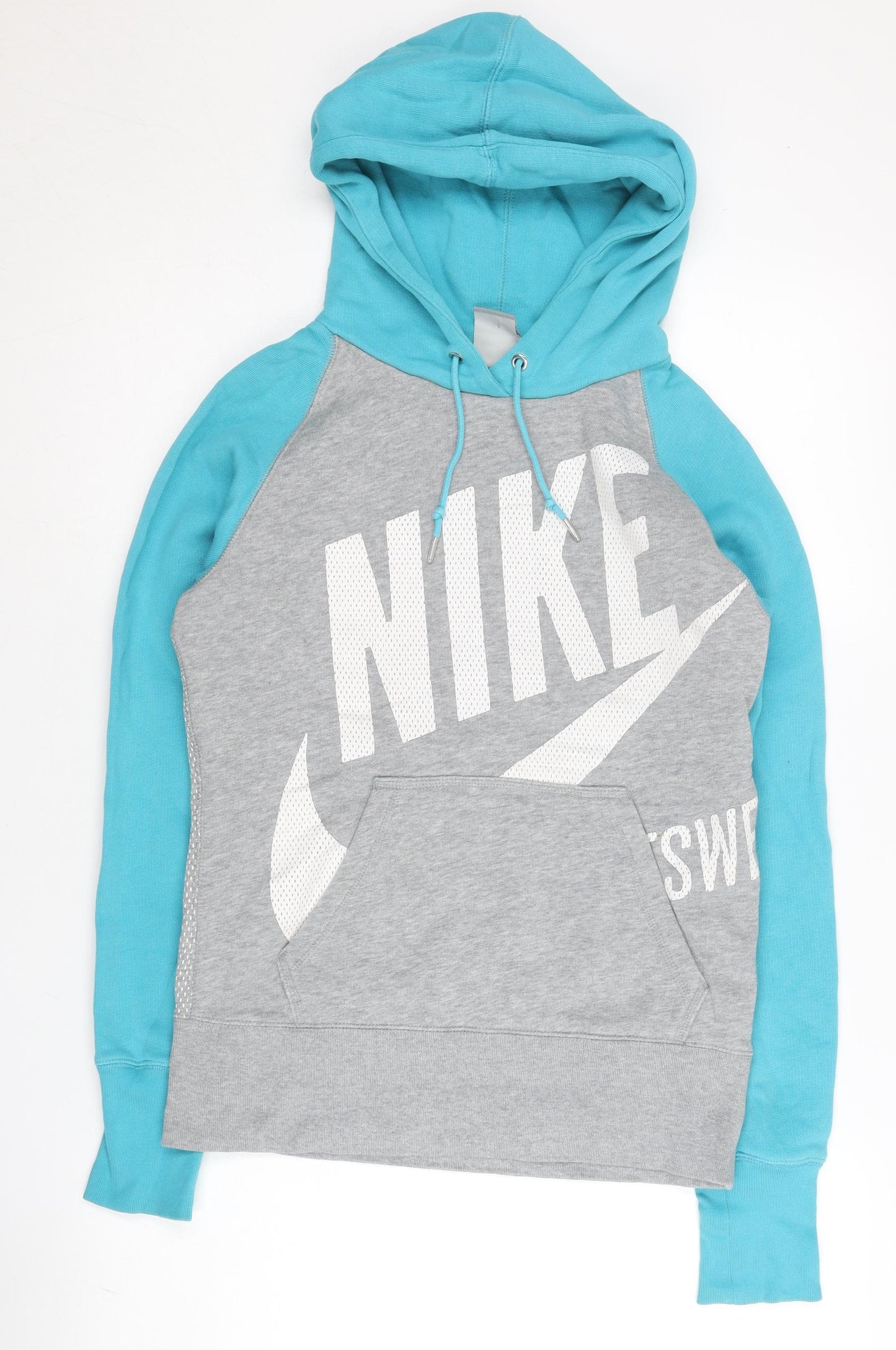 Nike Women’s Grey & Turquoise Pullover Hoodie M Raglan Sleeves