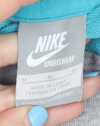 Nike Women’s Grey & Turquoise Pullover Hoodie M Raglan Sleeves