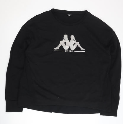 Kappa Women's Black 2XL Pullover Sweatshirt with Logo Print