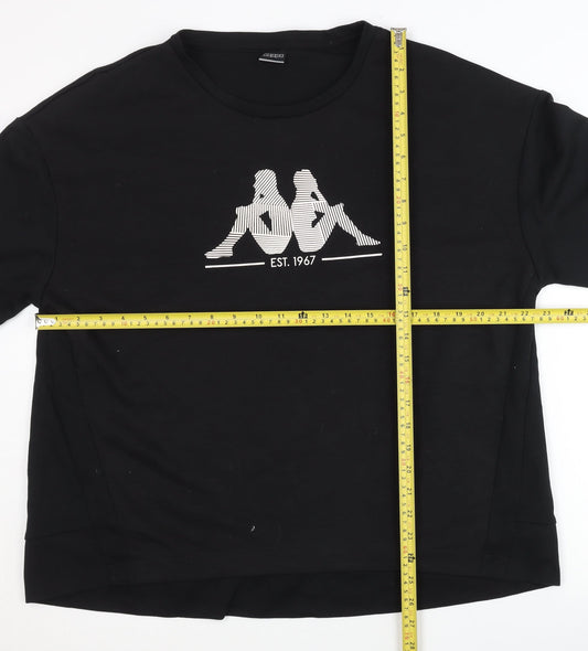 Kappa Women's Black 2XL Pullover Sweatshirt with Logo Print